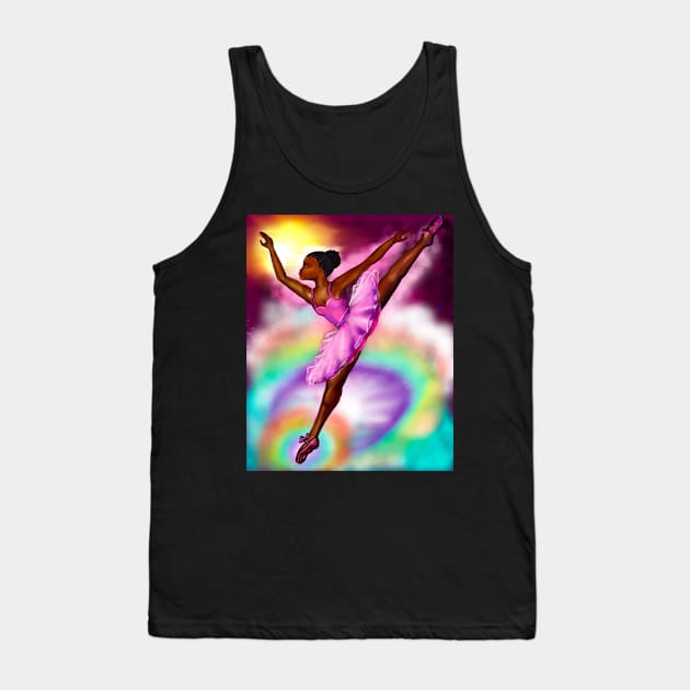 Black ballerina with corn rows and sky background   ! beautiful  black girl with Afro hair and dark brown skin wearing a pink tutu.Hair love ! Tank Top by Artonmytee